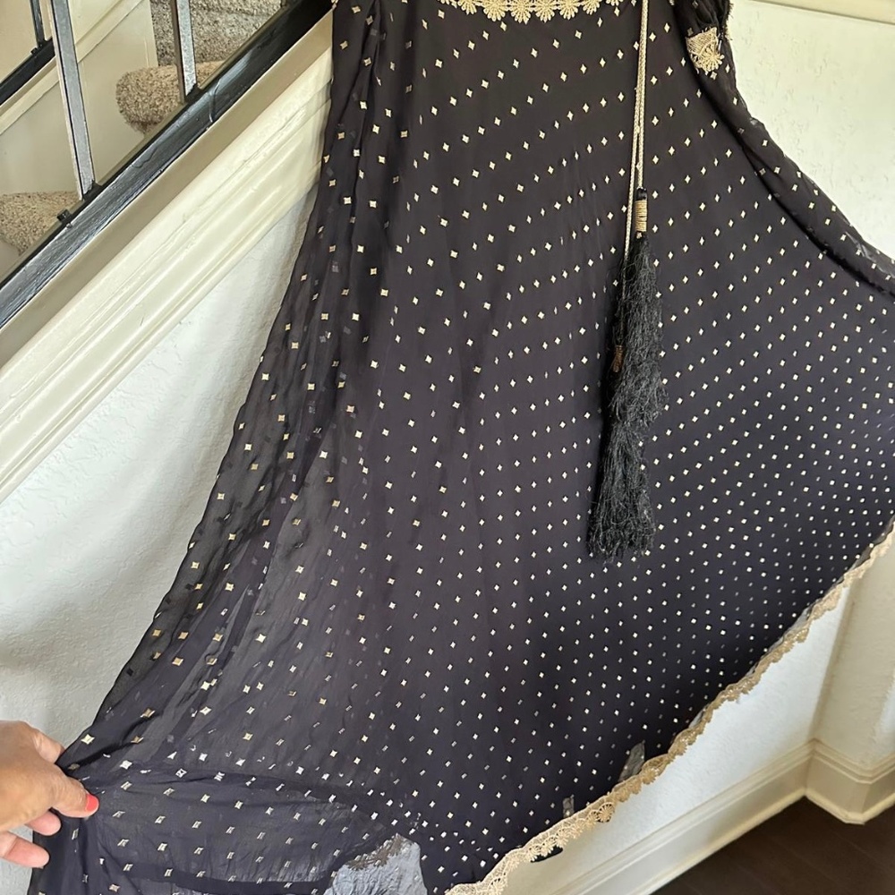 Lehenga Choli/Skirt in Black and Gold + Dupatta/Shawl